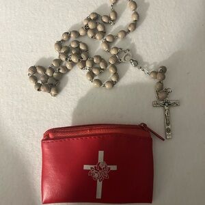 Vintage Rosary Beads with Pouch